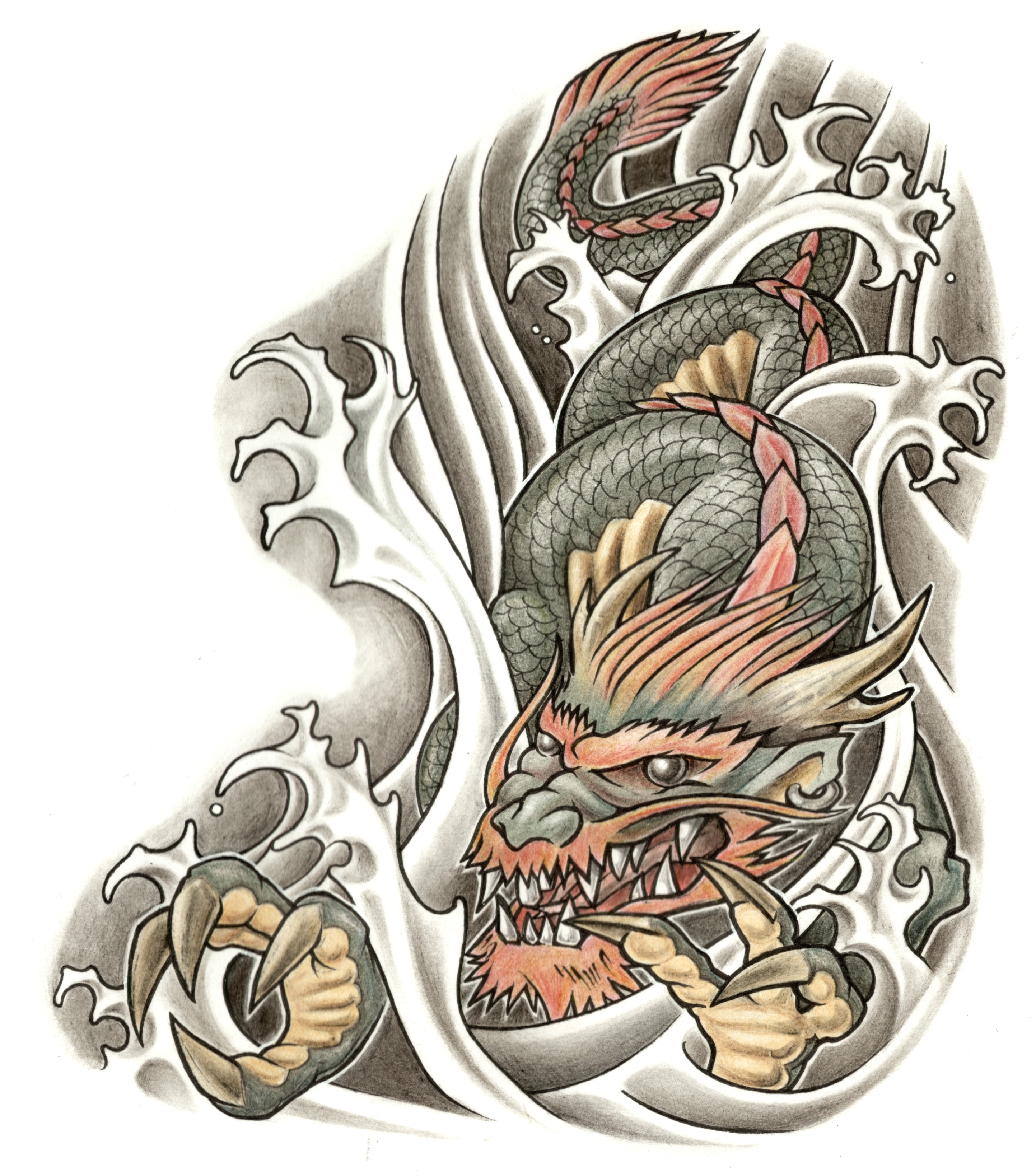 Dragon Picture Design Water Transfer Temporary Tattoo(fake Tattoo) Stickers NO.11147